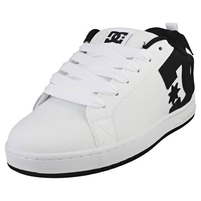 Baskets - DC Shoes - COURT GRAFFIK - Cuir Blanc Noir - Lacets - Confort Optimal