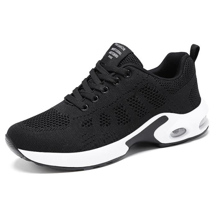 Baskets Femme - FONDUPIN- Chaussures de Sport - Léger- Respirant - Noir