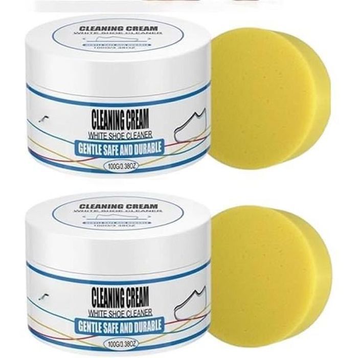 2 Pcs Crème de nettoyage pour chaussures blanchesnettoyant pour baskets 100gcrème de nettoyage pour chaussures blanches nettoyant