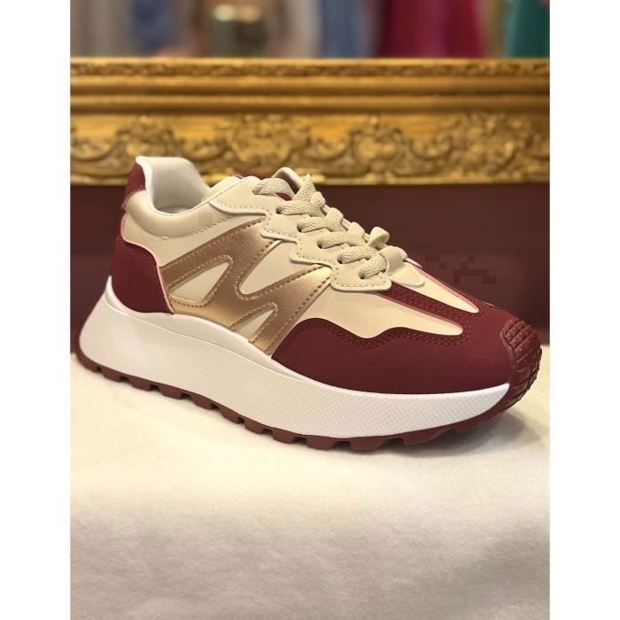 Baskets mode femme bordeaux et