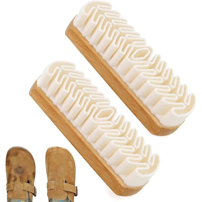 Brosse Nettoyage Nubuck Daim Bois Lot de 2 - 2 pièces bois universel - brosse chaussure daim nubuck gomme cuir entretien Aucunely