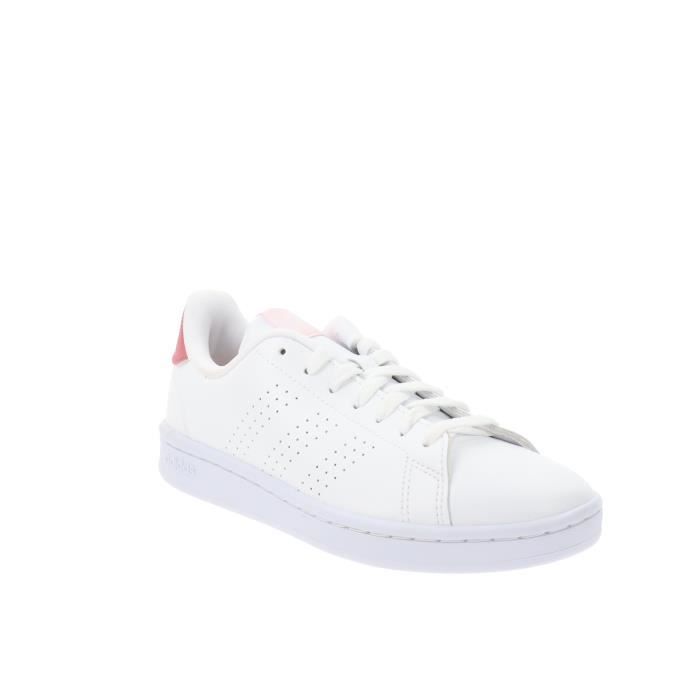 Baskets pour Femme - Adidas - Simili Cuir - Blanc - Lacets - Plat