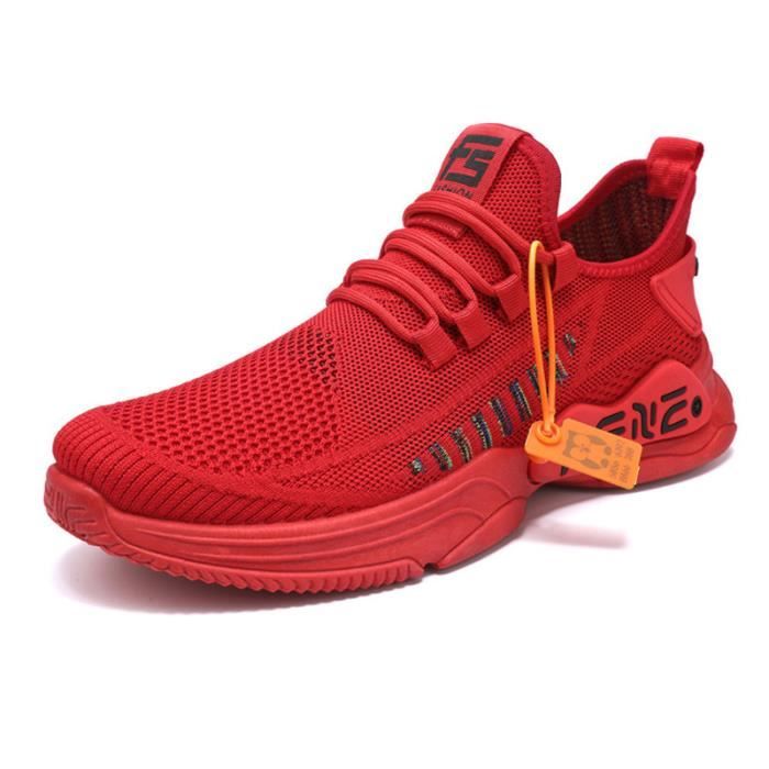 Baskets homme FONDUPIN - Sneakers Fitness Gym athlétique Multisports Outdoor Casual - Rouge