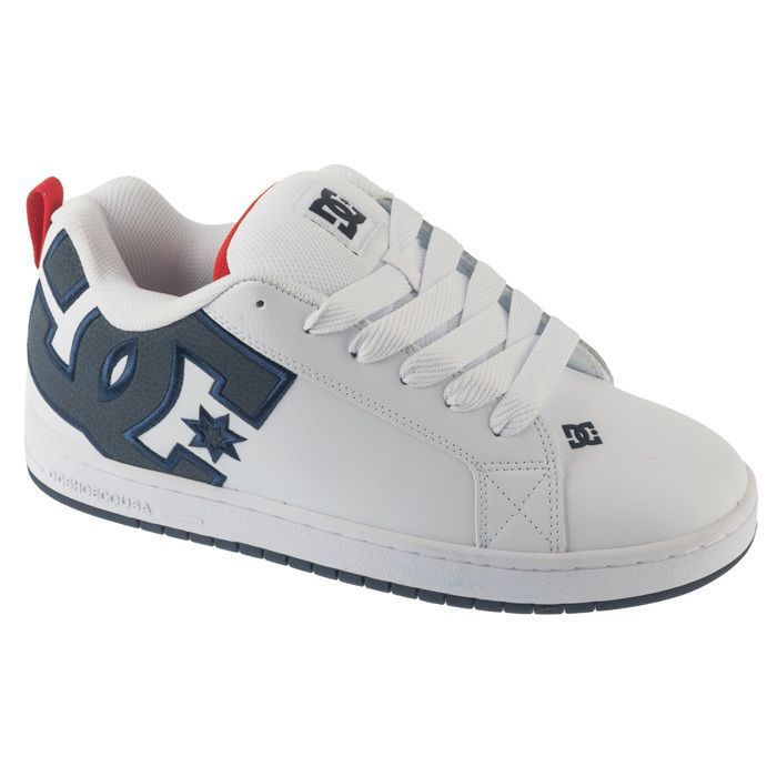 DC Shoes Court Graffik — Baskets homme blanches en cuir amorti et adhérence pour skate