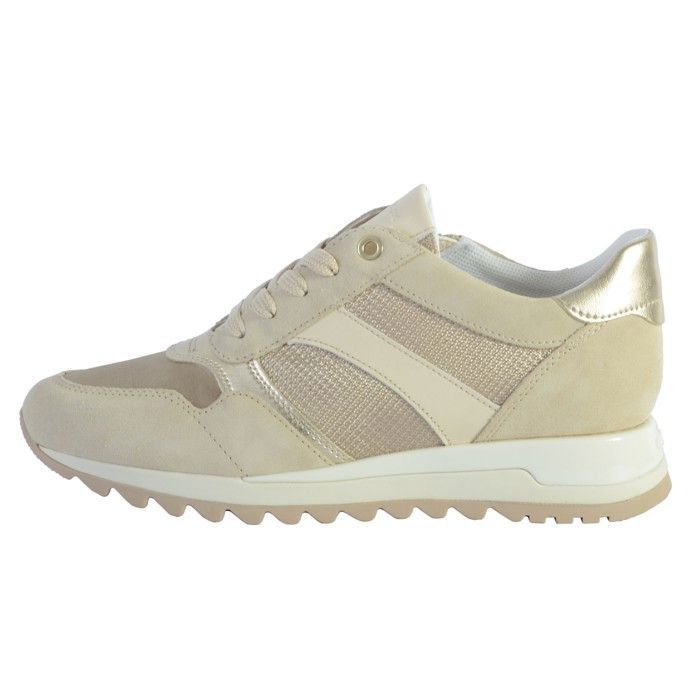 Basket Femme - GEOX - D Tabelya A - Cuir Beige - Lacets - Confortables et respirantes