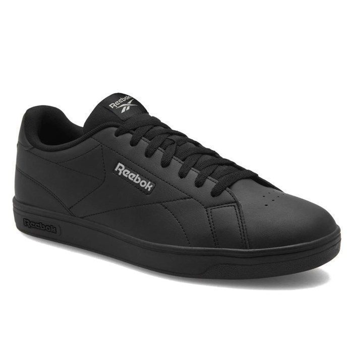 Baskets - REEBOK - Court Clean - Cuir Noir - Lacets - Semelle en Caoutchouc