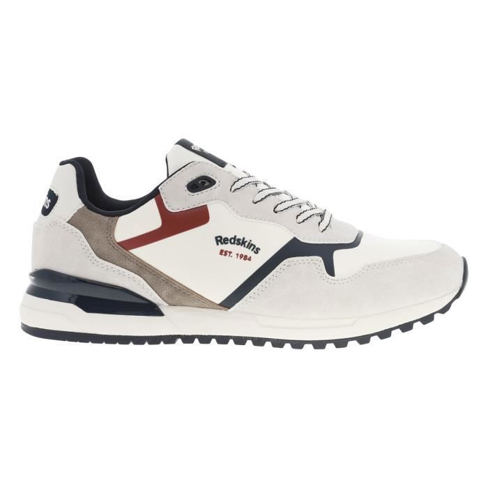 Baskets basses homme - REDSKINS - classique - Beige - Lacets - Patchwork coloré