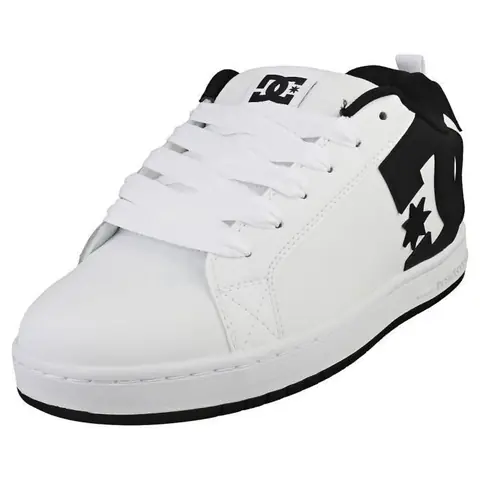 Baskets - DC Shoes - COURT GRAFFIK - Cuir Blanc Noir - Lacets - Confort Optimal