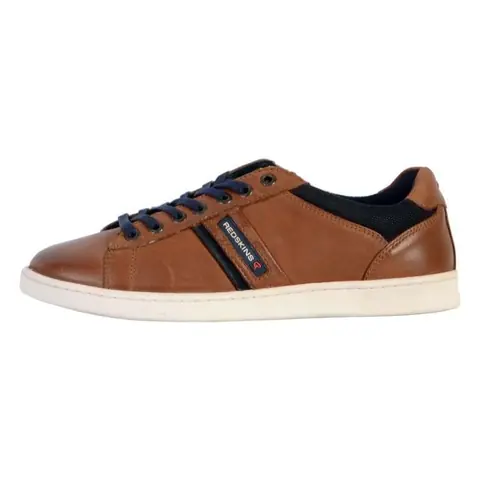 Baskets - REDSKINS - Diplomate - Cuir - Cognac/Marine - Confort Exceptionnel