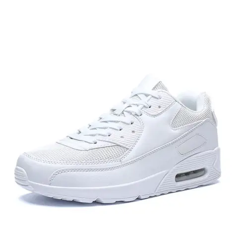 Baskets Mode Respirante Homme-Femme Avec Coussin dAir - INSFITY - Blanc - Lacets - Plat