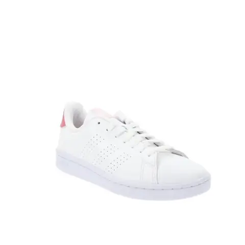 Baskets pour Femme - Adidas - Simili Cuir - Blanc - Lacets - Plat