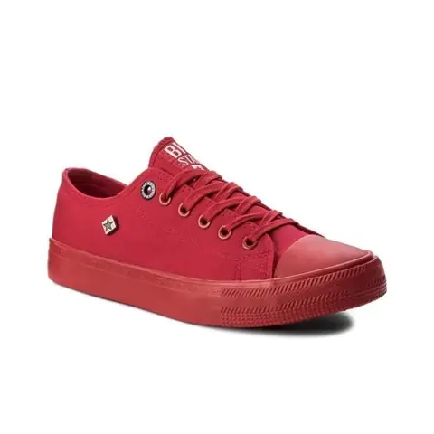 Baskets Femme Big Star AA274007 Rouge - Dessus en Canvas - Lacets - Talon Plat