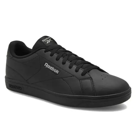 Baskets - REEBOK - Court Clean - Cuir Noir - Lacets - Semelle en Caoutchouc